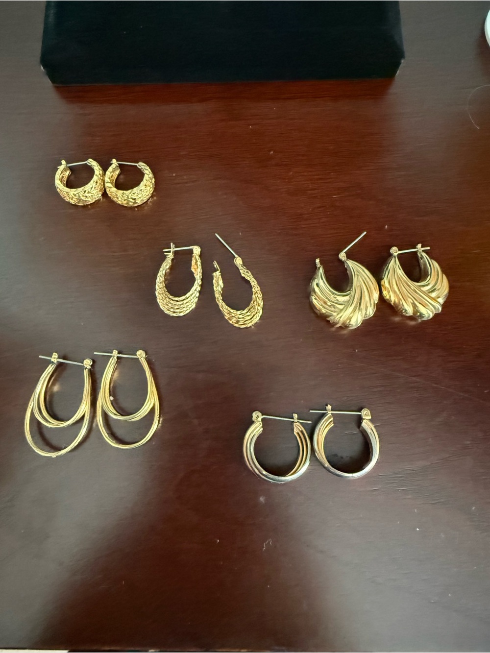 Lot of 5 Gold Filled Women's Hoop Earring Set - Pack of 5